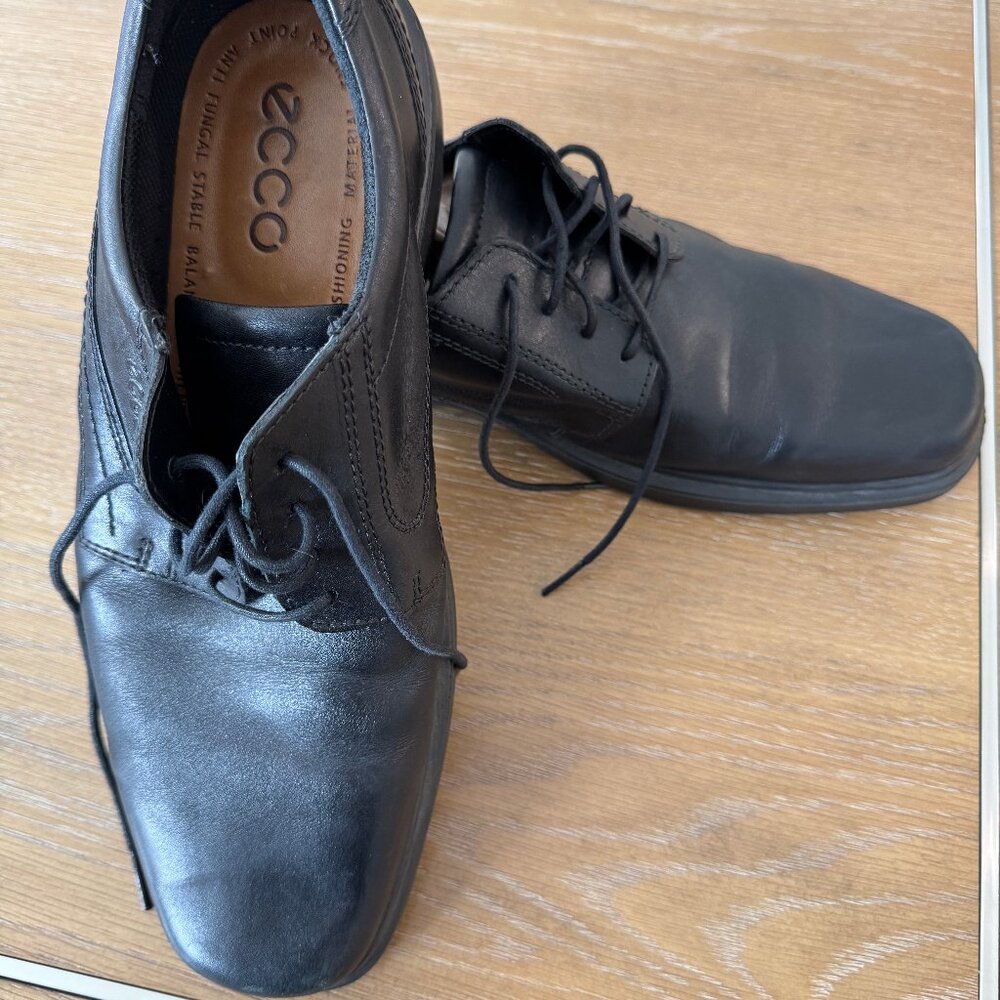 Ecco Light Shock Point Men’s Shoes Black Leather US 12/EU 47 Lace Up